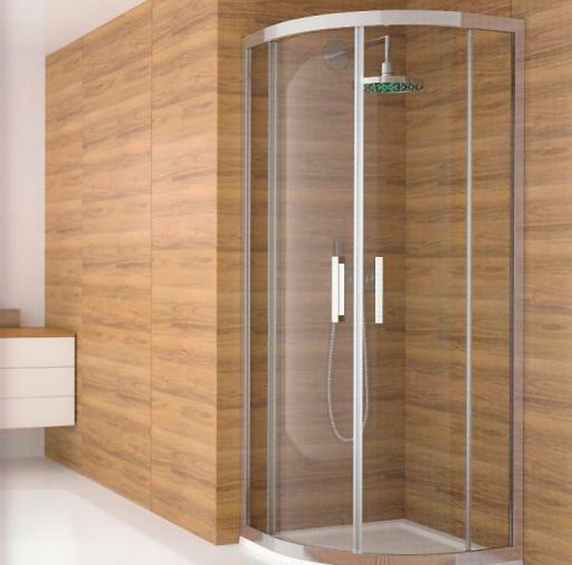 Mampara con Cristal Curvo y Perfil Inox